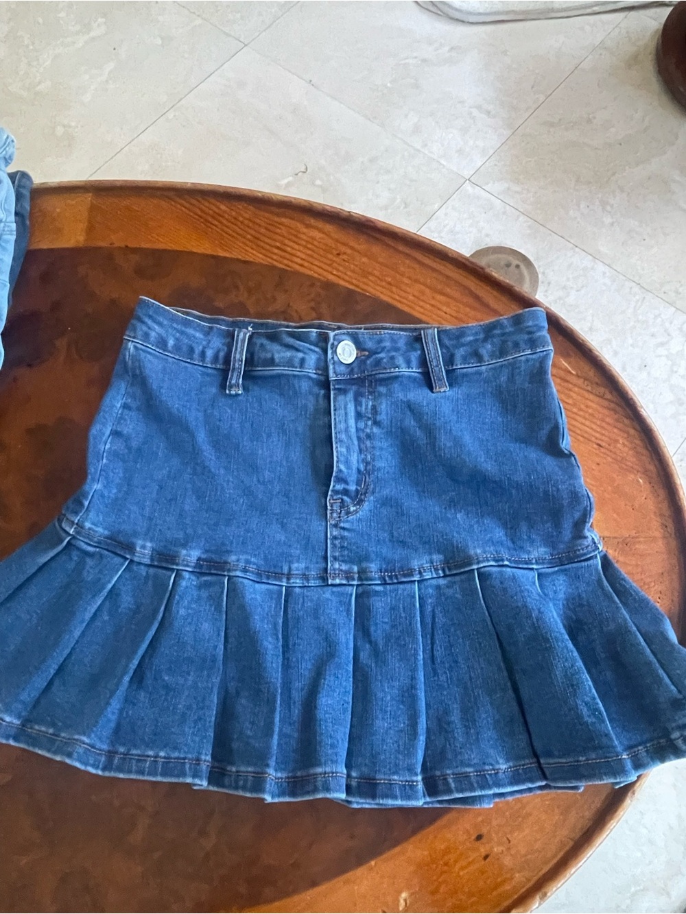 Rue21 Blue Denim Pleated Mini Shorts